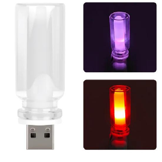 2x Car USB LED Rainbow Color 5V Retro LED Bulbs RGB Night Light Yellow Candle Style Camping Incandescent Decorative LED Lighting