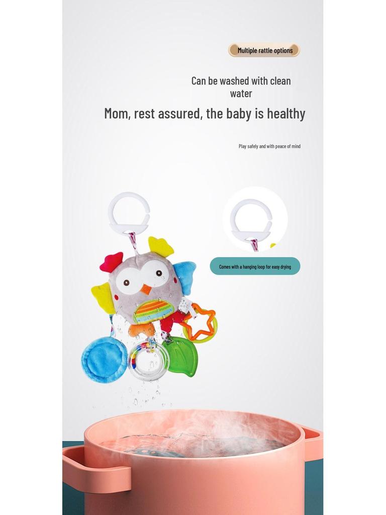 Infant Soothing Teether Plush Animal Music Mobile Toy