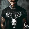 Gothic Deer Skull T Shirt Dark Forest Spirit Goth Grunge Aesthetic Apparel Vintage Washed Versatile Breathable Stylish Homme