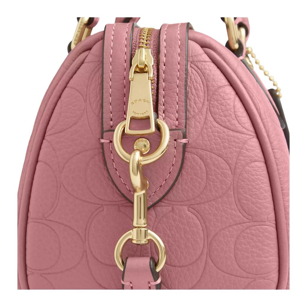 COACH Rowan Pebbled Leather Boston Bag, One Shoulder Handbag Mini Women's Pink CCF28-IMPEO
