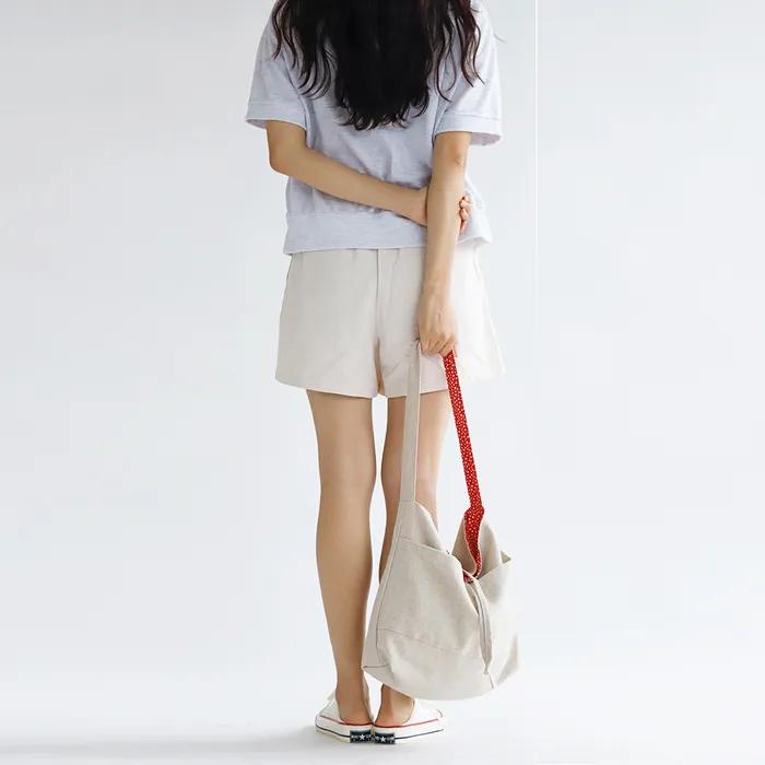 Plain Easy Linen Reversible Shoulder Bag - Small Floral Red