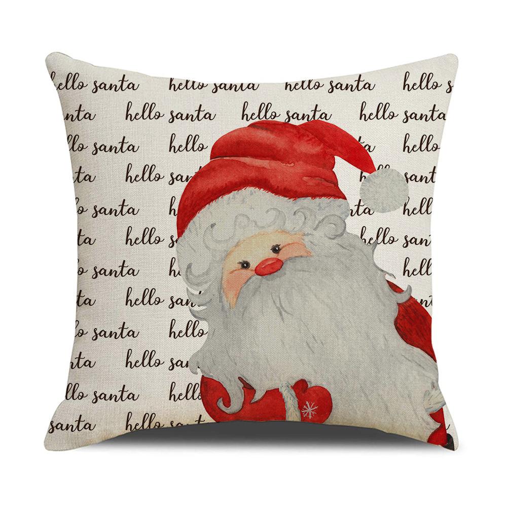 Christmas Pillow Cover New Linen Cartoon Black Print Holiday Home Sofa Cushion Cover