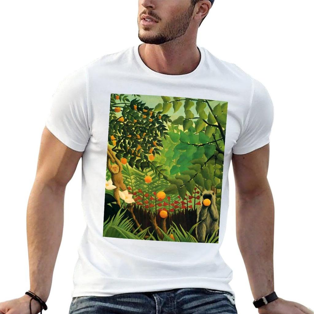 Henri Rousseau Exotische Landschaft 1910 T-Shirt Urlaubs-Leichtgewicht-T-Shirt