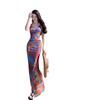 Pure Desire Style Print Slim-fit Hip-wrapped Backless Suspender Dress Women's Bohemian Seaside Vacation Beach Dress