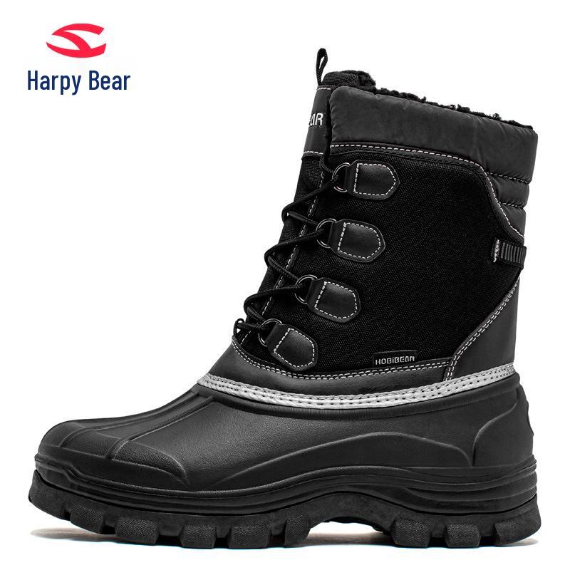 Hapi Bear Men's Mid-Calf British Style Snow Boots - Cold-Resistant Winter Cotton Boots