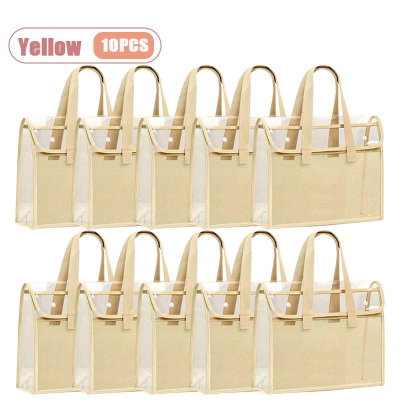 Thick Handled Document Folder Transparent Waterproof Durable Student Tutoring Paper Homework Book Storage Bag Organizer Pouch