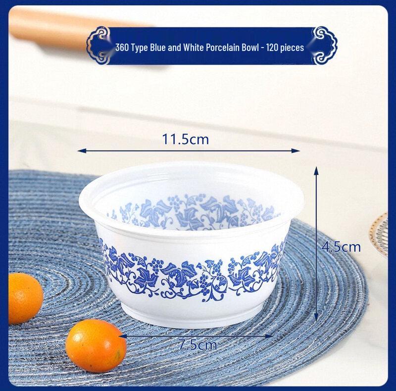 Thickened Disposable Blue & White Porcelain Style Bowl and Chopstick Set