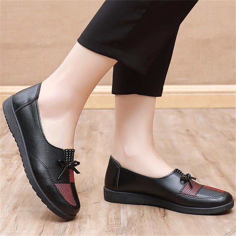 Fashion New Style Fashion Shoes Women Leather Flats Female Flats Spring Shoes Classic Women's Loafers Casual Leather Shoes Zapatos Mujer
