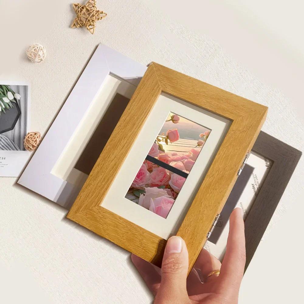 6 Inch Table Photo Frame Ornaments Hollow 3D Wood Wall Hanging Photo Frame Hiding Safe Private Money Box Picture Frame Albums