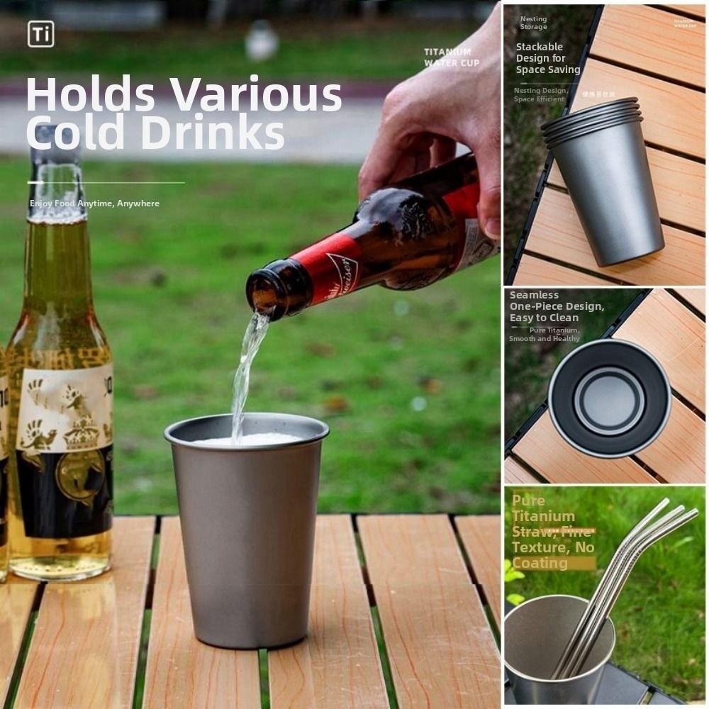 Titanium Alloy Outdoor Drinking Cup Durable Camping Hiking Use Cups New Frosted Texture Beer Mug