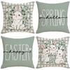 Spring Easter Linen Throw Cover Rabbit Print Cushion Cover Office Cushion
