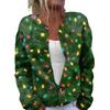 Women's Fashion Christmas Printed Long Sleeve Knitted Cardigan Button Down Jacket