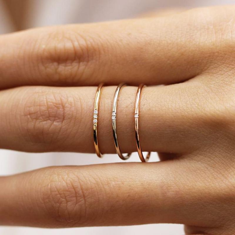 Minimalist Thin Rings for Women Wedding Brilliant Cubic Zircon High Quality Versatile Female Finger Ring Jewelry