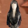 Gothic Bridal Veils Lace Brimmed Wedding Headpiece With Floral Lace For Halloween Bride Ceremony Accessories