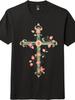 Vintage Floral Cross Religious Faith Graphic Kids Boys T-Shirt Unisex Cotton Christian Kids Boy Kids Boy Tee