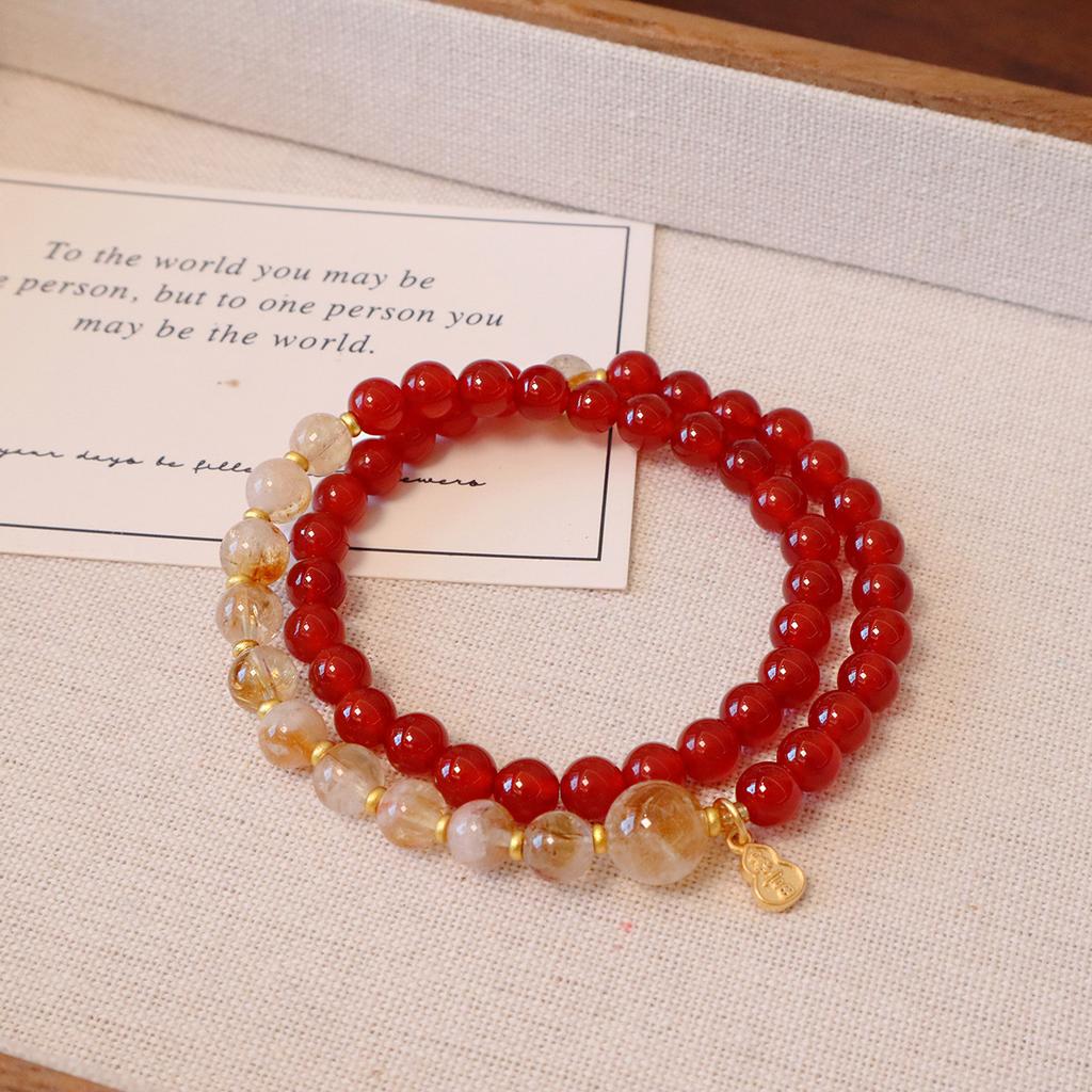 Natural Double Circle Agate Bracelet Fashion Women Daily Jewelry Lucky Gift