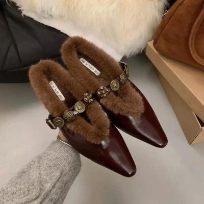Mode Hausschuhe Damen Winter 2024 Mode Warme Damen Pelzhausschuhe Outdoor Lässig Geschlossene Zehen Pantoletten Lässig Vielseitig Plüsch Damenschuhe