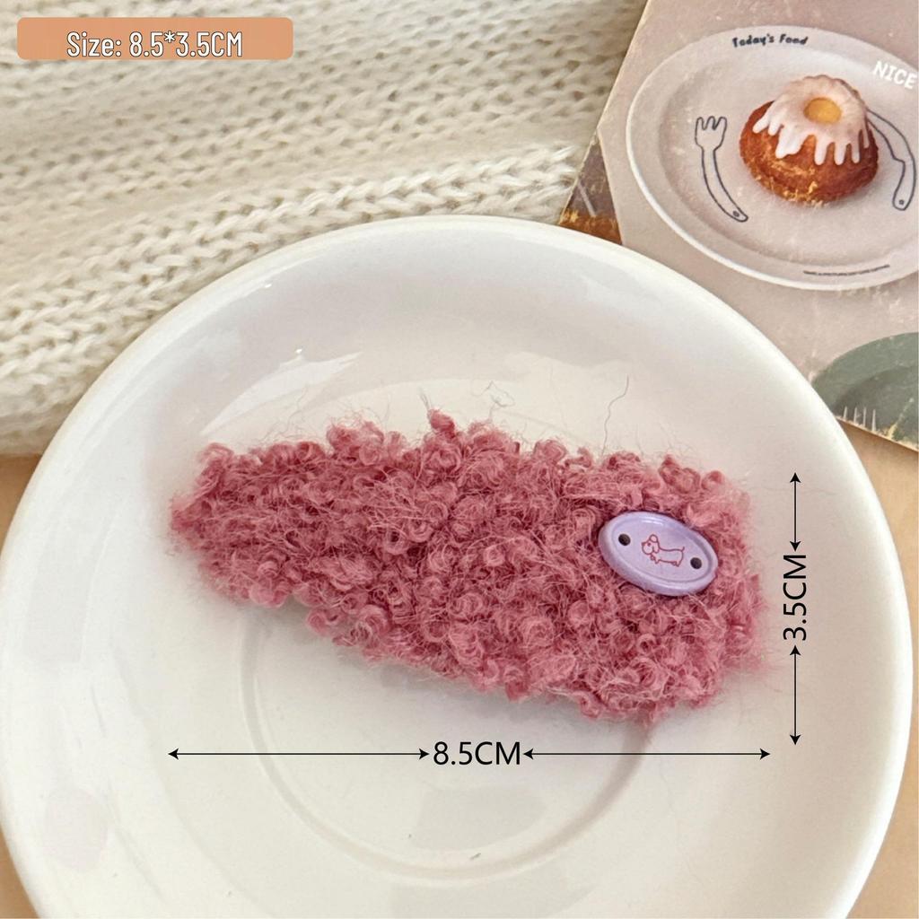 Herbst-Winter Bunte Plüsch-Knopf-Haarspangen: Hochwertige Pony- und Seitenhaarspangen