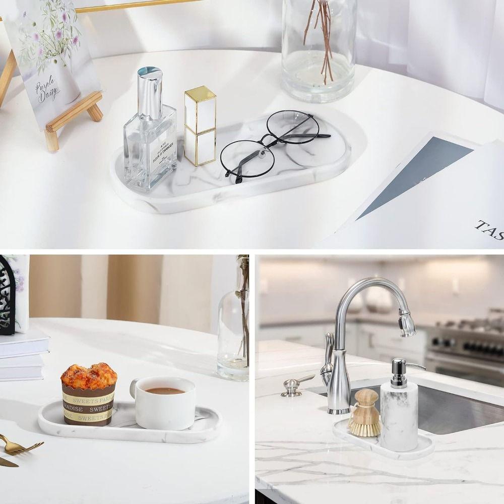 Silicone Bathroom Vanity Tray Flexible Sink Storage Plate Durable Countertop Valet Tray  Kitchen