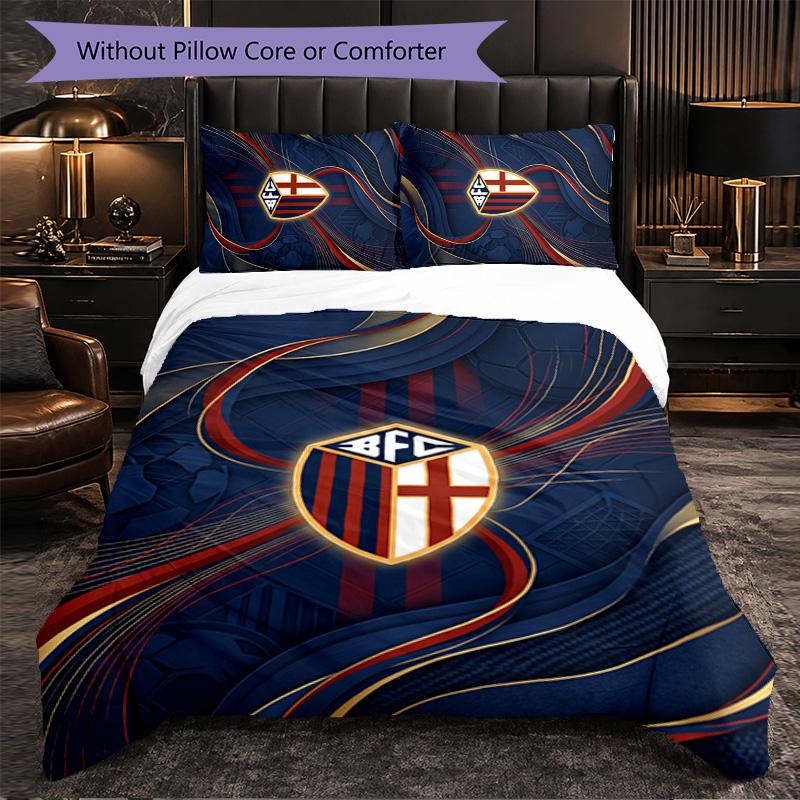 Bologna FC Themed Bedding 3Pcs Duvet Cover Set Decorative Bed Linen For Teen Room Home Decoration