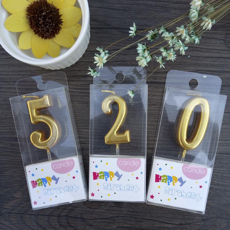 Ambient Golden Digital Candle Creative Birthday Cake Decoration for One Year 0-9 Birthday Candles