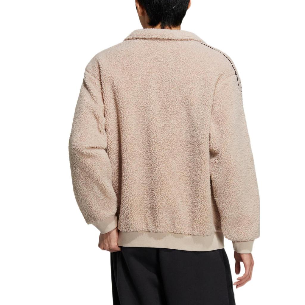 Adidas Neo Striped Sport Fleece Jacket Unisex Outerwear Grey Brown HY2684