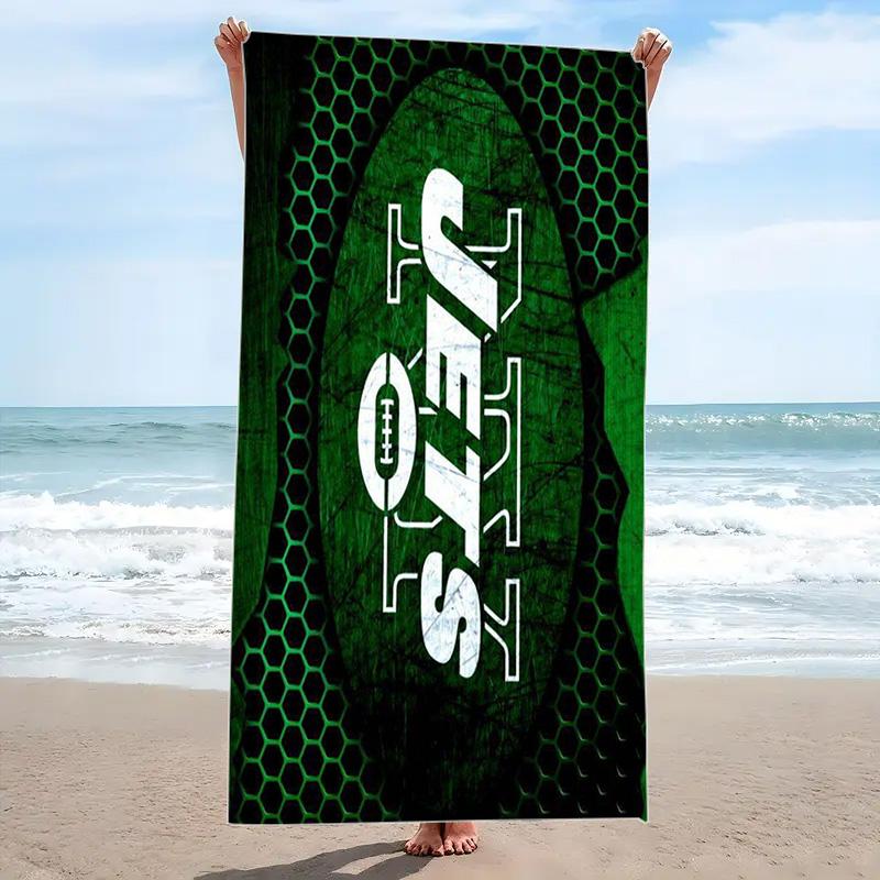 New york jets Logo Print Beach Towel, Large Soft Quick Dry Towel for Beach Camping Swimming