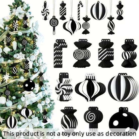 Yousheng Gingerbread Man Christmas Ornaments Santa Claus Cane Snowflakes Plastic Hanging Decor for Farmhouse Xmas Tree Rustic Holiday Decoration