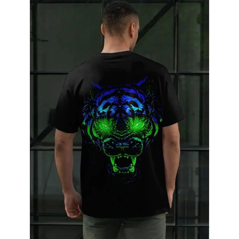 3D Printed Cool Tiger T-Shirt for Men Animal Pattern Tees Summer Street Short Sleeve Round Neck Tops Fashion T Shirts