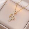 Elegant Shiny Zircon Music Note Pendant Necklaces for Women Girls Stainless Steel Chain Jewelry Accessories Gifts for Friends