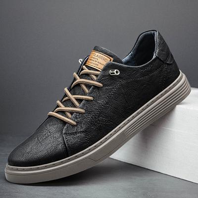 Fashion Trend Mens Sneakers Casual Leather Male Shoes Lightweight Skateboard Footwear Lace-Up Walking Flats Men Vulcanize Shoes