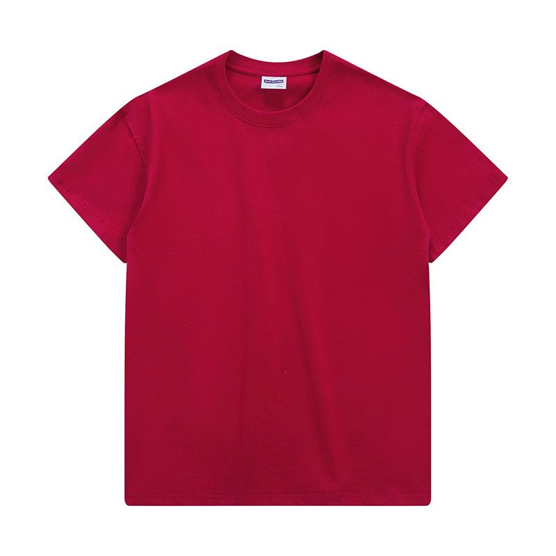 Custom Unisex Heavyweight Cotton Round Neck T-shirt with Short Sleeves and Logo Design