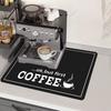 1pc Black Letter Coffee Printed Coffee Machine Mat Modern Minimalist Style Kitchen Counter Quick Water Absorption Drying Mat