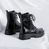 2026 New Patent Leather Martin Boots Men's Autumn and Winter Zipper Short Boots Glossy Lace-up Formal High-top Men's Shoes 2159-F