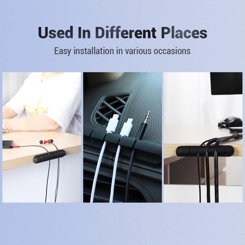 5-in-1 Cable Organizer Silicone USB Cable Desktop Tidy Wire Management Clips Cable Holder for TV