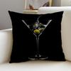 P-Bar Wine Glass Cushion Cover Cushion Cover Pillowcase, Anti-Mite Invisible Zipper, Linen Sofa Cushion