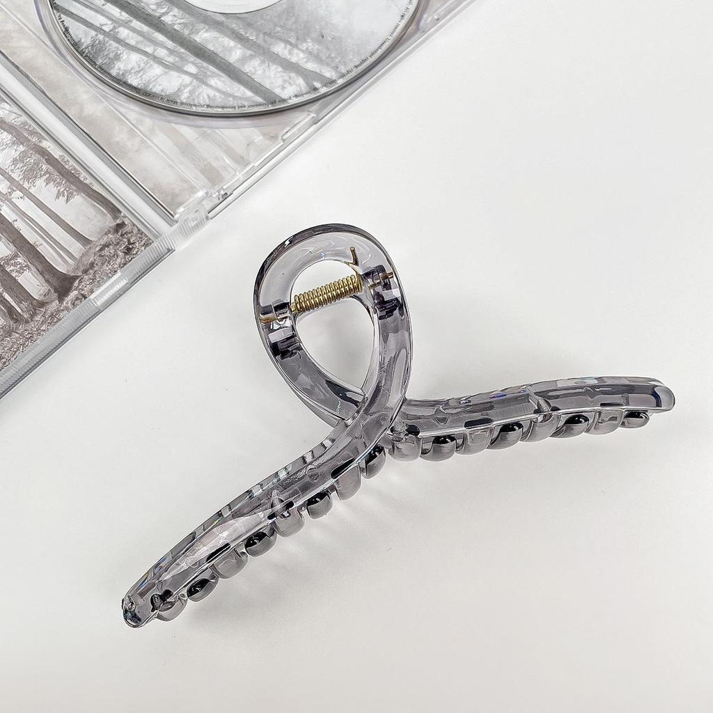 Transparent Gray Large Claw Clip - High-End Korean Hair Accessory for Women's Updos