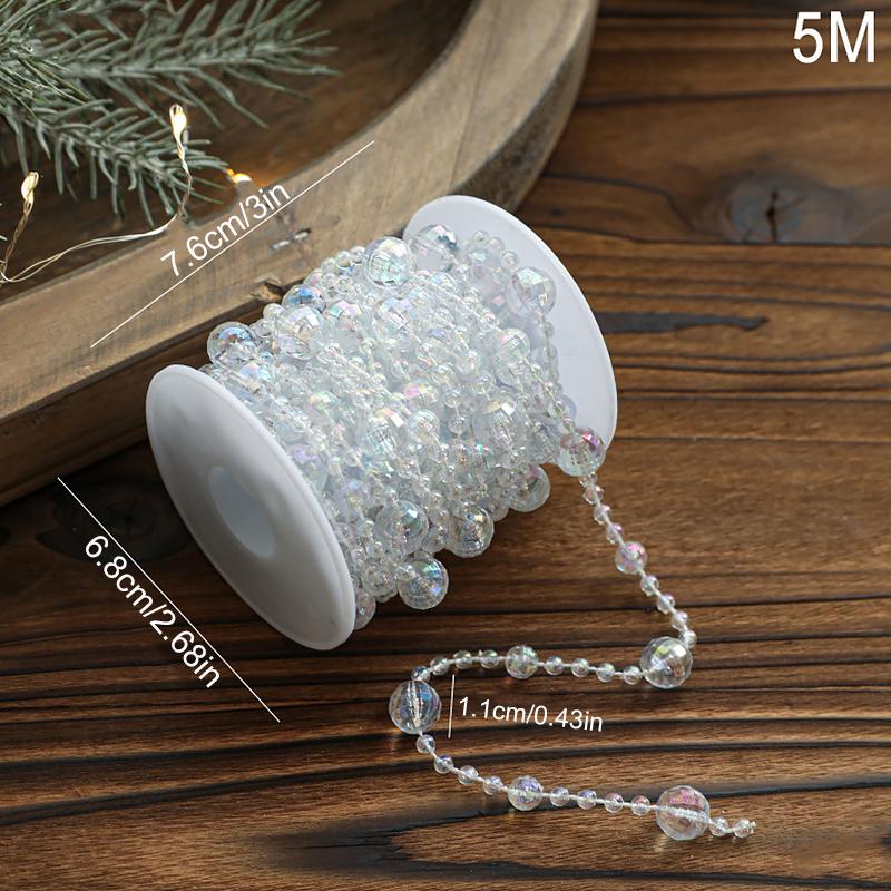 

Рождественская длинная цепочка из бусин Элегантные елочные украшения Вечеринка Рождественские украшения Блестящая Прозрачная Скандинавский стиль 3/5/10 м