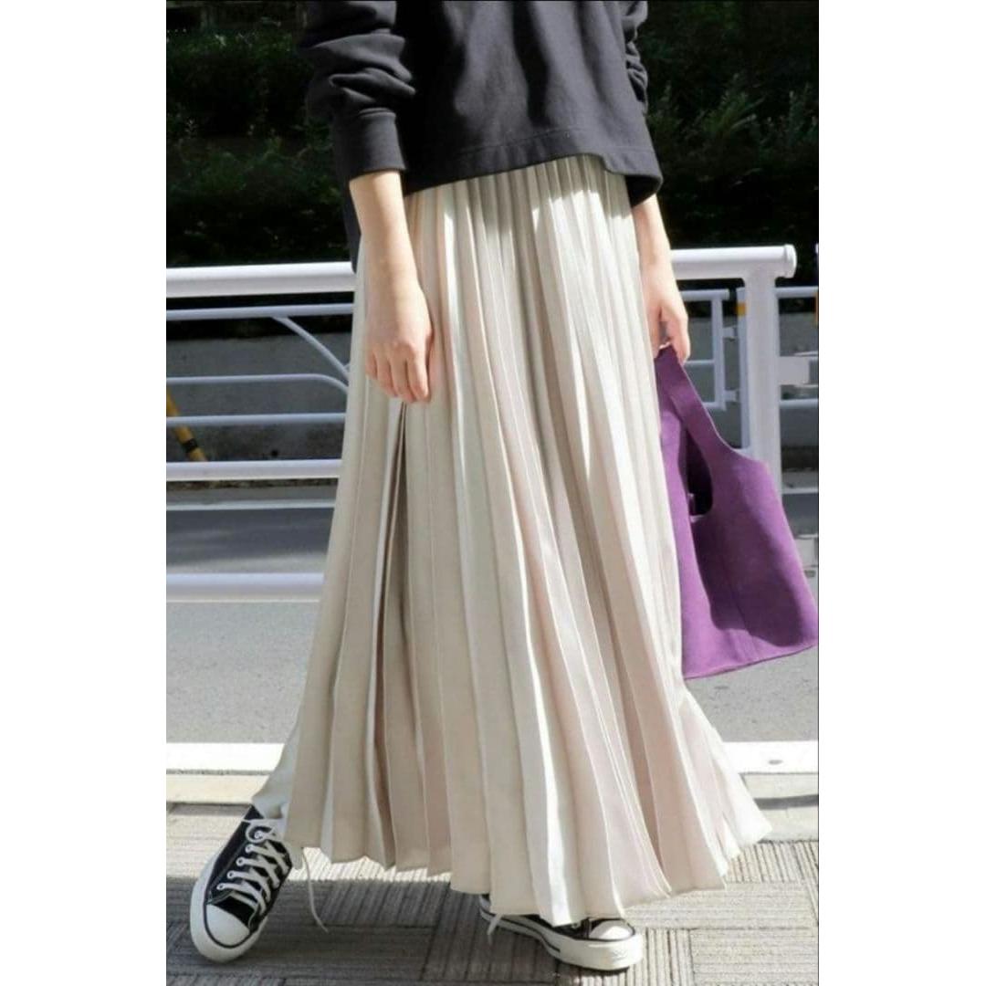 SLOBE IENA satin pleated long skirt