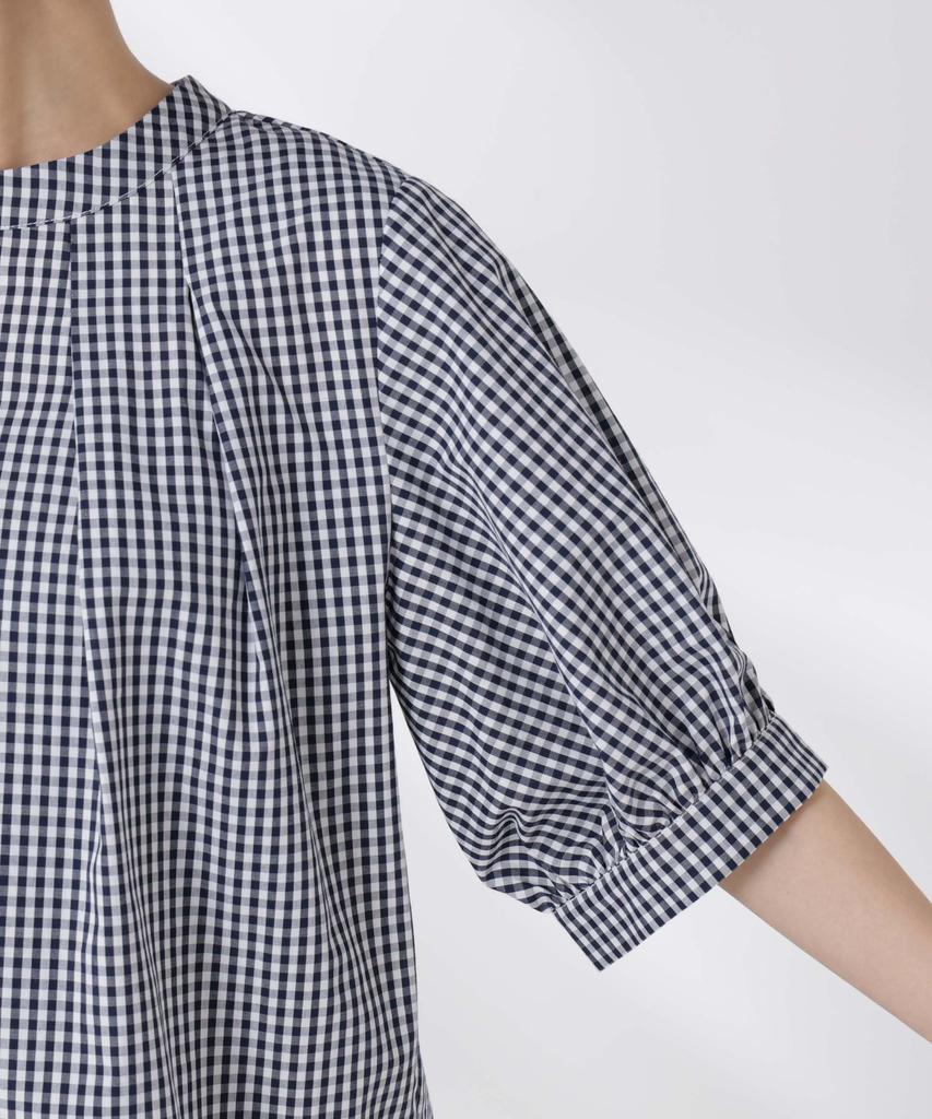 Nano Universe Volume Sleeve Tuck Size F Pattern Women's Blouse, (360cm), 1, 673-5121326