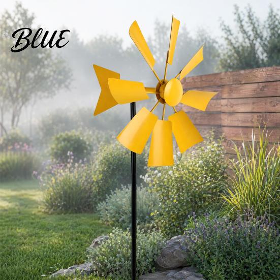 Distressed Windmill Ground Stake Outdoor Rust-Proof Wind Spinner Ornament Fan Blades Metal Garden Decoration for Yard Lawn Patio Weather-resistant