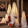 Halloween Light-Up Ghost Wreath Front Door Decoration Hanging Ornament Halloween Ghost Wreath Interior and Exterior Decoration