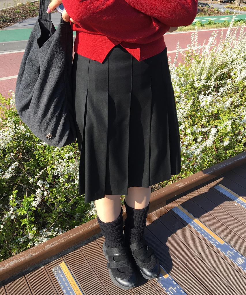 Lougeu Pendant Detail Pleated Skirt_Black
