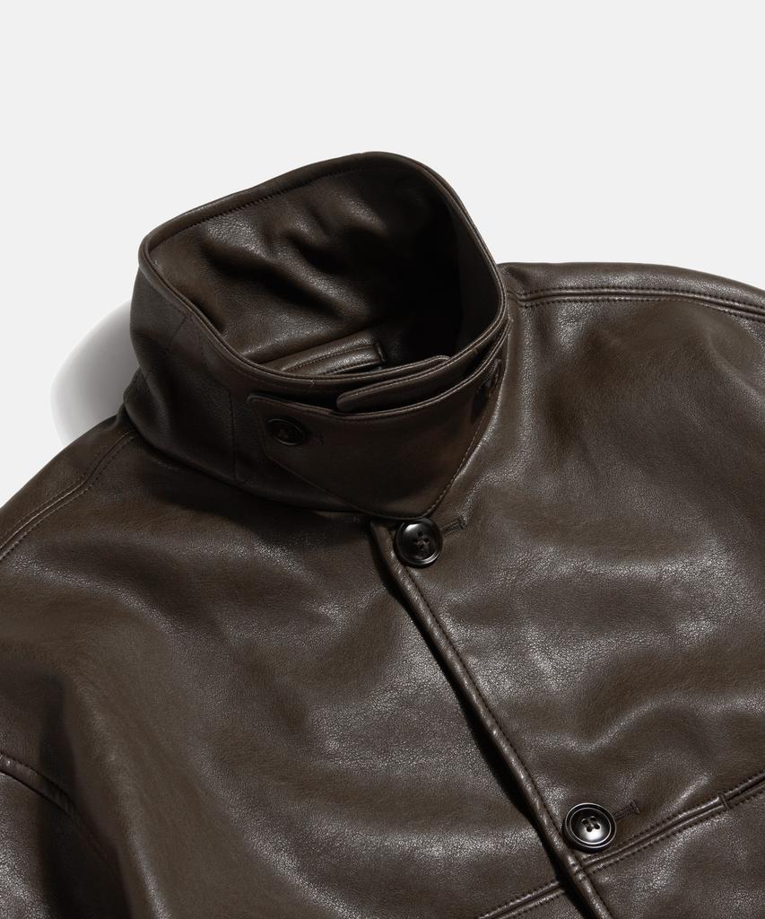 Espionage Car Coat (Faux Leather) Dark Brown