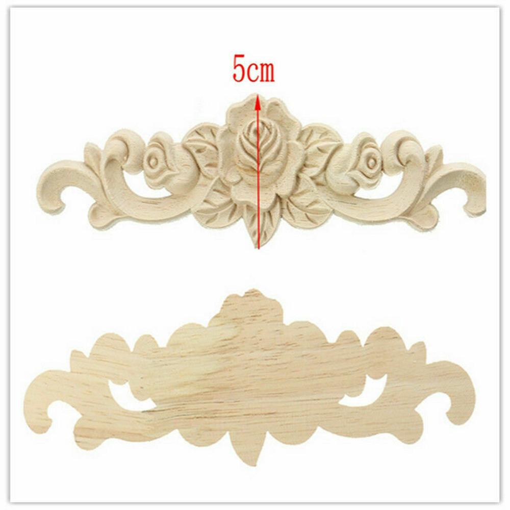 Geschnitzte Holzapplikation Möbel Unlackierte Zierleisten Abziehbild Auflegeelement Heimdekor Massivholzschnitzerei Abziehbild Europäisches Möbelzubehör