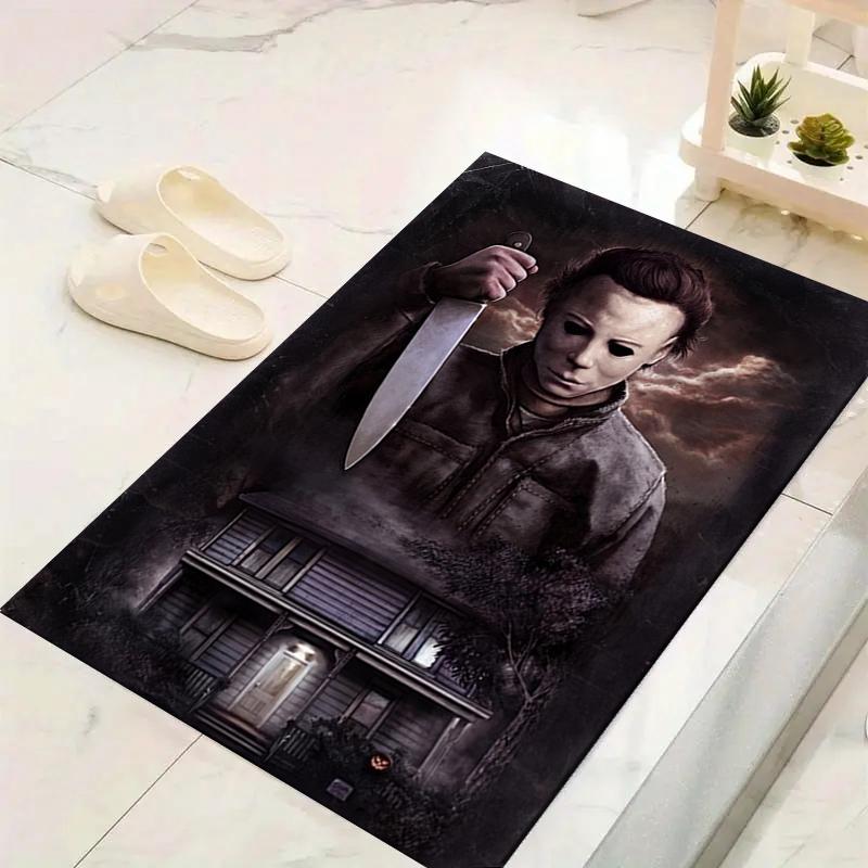 1Pc Halloween Horror Icon Rug, Office Carpet Indoor Outdoor Doormat, Non-Slip, Comfortable, Living, Christmas Halloween, Xmas Gift L1447
