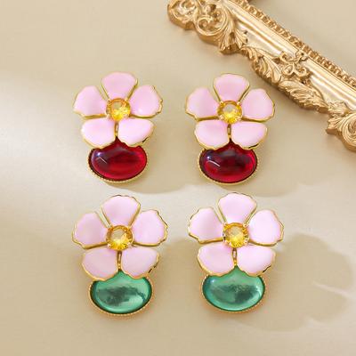 Light Luxury Pink Camellia Earrings Niche Design High-end Flower New Temperament