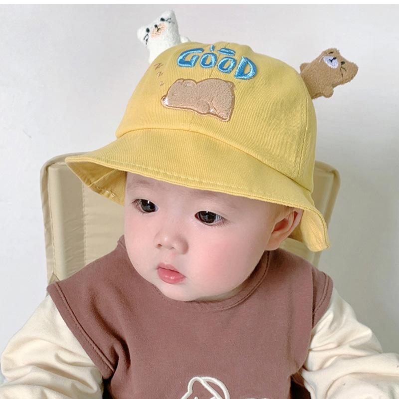New Baby Bucket Hat With Ears Cute Cartoon Animals Baby Boy Girl Sun Cap Infant Toddler Fisherman Hat