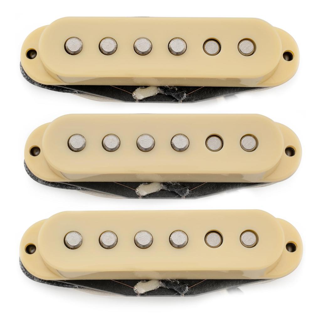 Musiclily Pro Alnico 5 Staggered Single Coil Pickups and for Strat Electric Cream ST-50S (Neck, Middle, Bridge) Guitars,