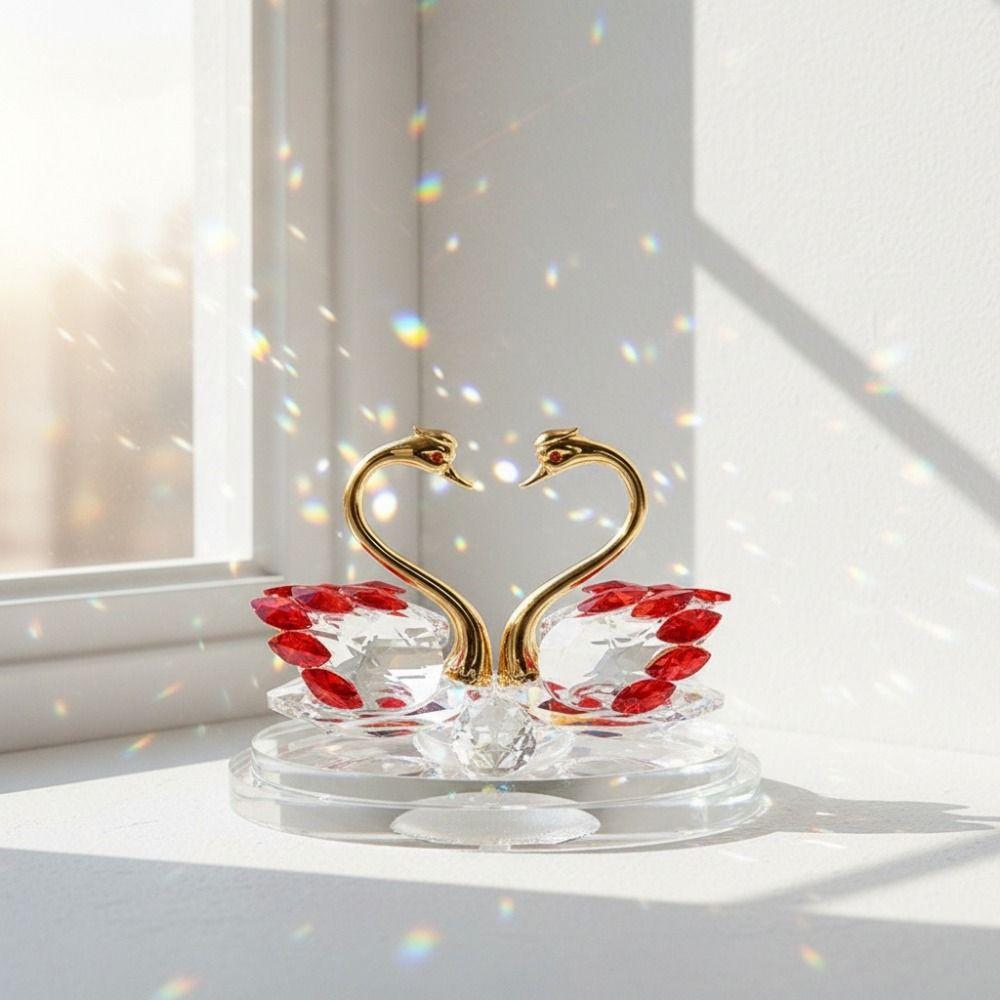 -encrusted Swan Figurines Exquisite Crystal Home Decoration Glass Swans  Car Interior